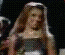 Three distinct views of a woman with long blonde hair in different outfits and backgrounds.