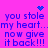 Pixelated blue text on bright pink background with animated heart and starburst symbols above repeating phrases.