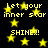 Black background with yellow pixelated stars and text reading 'Let your inner star SHINE!!' repeated across the image.