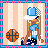 Animated contact sheet of a pixel art basketball-themed buddy icon showing sequential frames with a character and text changes.