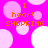 A bright pink background with scattered light pink and white circles, featuring orange text reading 'I heart SHOPPING' in four identical quadrants.