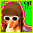Pixelated image of a person with brown hair and white sunglasses, one hand near the mouth, against green and yellow backgrounds with "EAT IT." text.