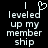 Pixelated text reads 'I leveled up my membership ship' with a heart-shaped key symbol replacing the 'i' in 'I' on the left side.