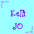 Light blue background with repeating purple text 'Kelt' and 'JO', pink star-shaped dots, and dotted lines forming a pattern