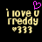 Pixelated text 'i love u freddy' with a heart symbol and three hearts below, featuring a pink heart animation above the text on a black background.