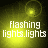 Four- of yellow flashing light effects with pixelated text reading "flashing lights.lights" on each