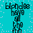 Pixelated cyan background with scattered pink squares and repeated black text reading "blondes have all the fun" in four identical vertical