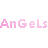 Pixel art contact sheet of six female characters with pink text overlays reading "AnGeLsAnGeLs on EaRtH" and "FRIENDS" in a 3x2 grid layout.