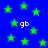 Blue background with green stars and white "gb" text scattered across the image.