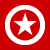 Red background with black stylized text and white star symbols in circular frames; animated elements include a moving cursor and changing star positions.