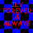 Red text 'IY FOREVER & ALWAYS' on blue and black checkered background with pixelated style.