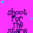 identical pixelated text icons on a bright pink background, each displaying "Shoot For The Stars" with scattered cyan and light purple stars
