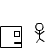 A 5x5 contact sheet of black-and-white animated frames showing a stick figure interacting with stacked rectangular shapes that change size and position across frames.