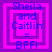 Four identical pixelated icons with purple and pink borders display blue text reading "Sheila and Caitlin = BFF" on a bright magenta background.