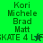 Green background displays names and "SKATE 4 LIFE" text with a small animated figure changing position across frames.