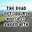 A static image of a road with text overlays showing repeated phrases and partial words in pixelated font.