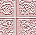 Four square panels display a pink-toned abstract pattern with swirling lines and pixelated textures, arranged in a grid layout.