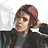 Pixelated image of a person with short brown hair wearing a red headband and dark clothing, viewed from the side against a light background.
