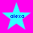 Four cyan stars on a bright pink background, each containing the text 'alexa' in blue pixelated font.