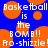Pixelated blue background with orange circular shapes and white text reading "basketball is the BOMB!! Fro-shizzle!" repeated across the image.