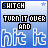 A 4x3 contact sheet of animated frames showing a blue gradient background with pixelated text "SWITCH TURN IT OVER AND hit it" and small star icons, where the letter 'S' in "SWITCH" alternates between black and light blue across frames.