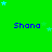 Green background with blue text 'Shana' repeated in a pattern, surrounded by light blue stars