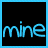 25 identical square displays a pixelated blue text animation on black background, with 'mine' and 'HONT YOU BE' in varying states of clarity