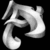 A grayscale animated icon with three swirling, abstract shapes and partial text 'dam' on a black background.