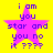 Yellow background with purple text and a pink star; four identical arranged in two , each containing the phrase "i am you star and you no it ????"