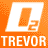 Pixelated orange square with white 'L' and '2' symbols above 'TREVOR' text, four human faces in lower quadrants.