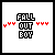 Pixelated 'FALL OUT BOY' text with red heart clusters on white and blue backgrounds, some frames showing 'love' in pixelated letters.