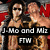 Two shirtless men in wrestling attire pose together with one man's arm around the other's shoulder, overlaid with text captions.