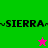 Green and pink pixelated display 'SIERRA' text with wavy lines and stars, one star pink on green, one green on pink