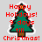 Pixelated holiday icon with green Christmas tree, red text reading 'Happy Holidays! 3 days till Christmas!', and white outline on gray background.
