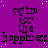 Purple background with white dots, repeated text "swim for the happiness" in black pixelated font, arranged in a pattern with a gray rectangle in the bottom-right corner