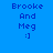 Four blue-toned pixelated display text 'Brooke And Meg :]' with varying background shades and text color intensity