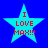 Four cyan stars on blue background with red text "I LOVE MAX!!!" in pixelated font, each star showing slight variation in sharpness and alignment.