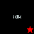 Four quadrant with black, dark red, bright red, and dark red backgrounds; white 'idk' text in each quadrant; red star in top-right quadrant, black star in bottom-left quadrant