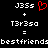 Pixelated text displays 'J3ss' with a red heart symbol, followed by '+' and 'T3r3so', then '=' leading to 'bestfriendsbestfriends' on black background.