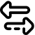 Two black arrow icons on a light gray background, one pointing left with a curved tail, the other pointing right with a curved tail.