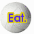Six white volleyball icons with yellow and blue text overlays reading Eat. Sleep. Study. Play volleyball Go Oakwood.