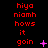 Red text on black background reads 'hiya niamh hows it goin' with pink symbols changing from plus to star to X across three