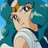 Pixelated anime-style character with teal hair, golden headpiece, and white clothing against blue background.