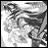 Grayscale pixelated icon with abstract shapes and a central curved form against a light background.