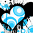 Pixelated blue and white circular patterns with black outlines on a white background, featuring green text reading "a lil look at me on the inside" in four lines.