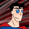 Animated sequence of superhero icons on red-and-black striped background with text 'Stuffed yet?' in middle