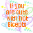 Pixelated orange text on a white background with pastel heart and star patterns, displaying a humorous message about being called a girlfriend.