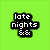 Six pixelated text-based icons arranged in a , each with distinct background colors and black-and-white text