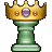 Pixelated crown icon with golden top and green base, featuring purple central gem and two smaller red gems on golden band.