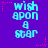 Pixelated text 'wish upon a star' in cyan on purple background with pink stars, arranged in six identical